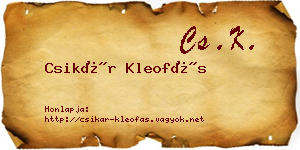 Csikár Kleofás névjegykártya
